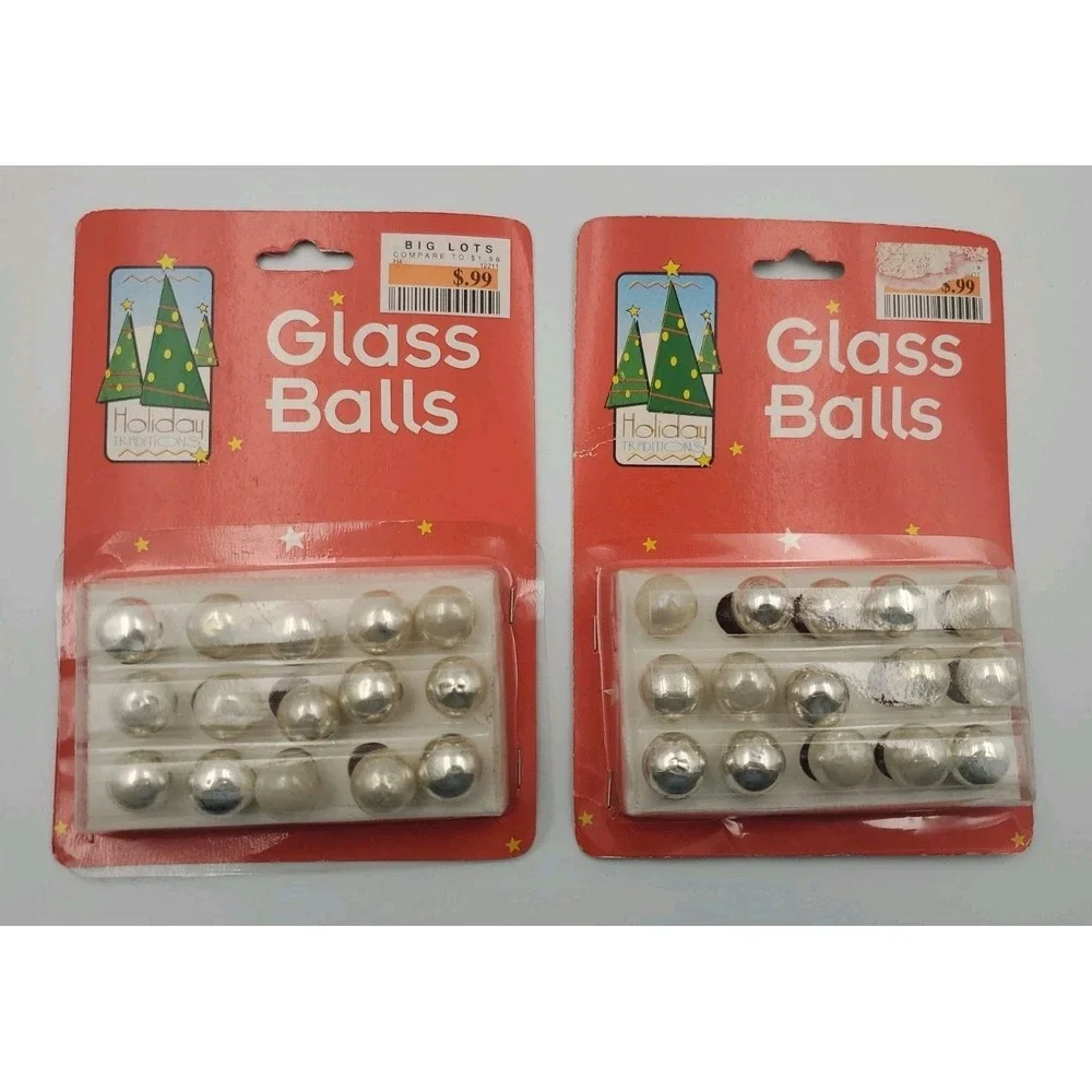 Vintage NEW Lot 30 Feather Tree Glass Christmas Ornaments 1/2